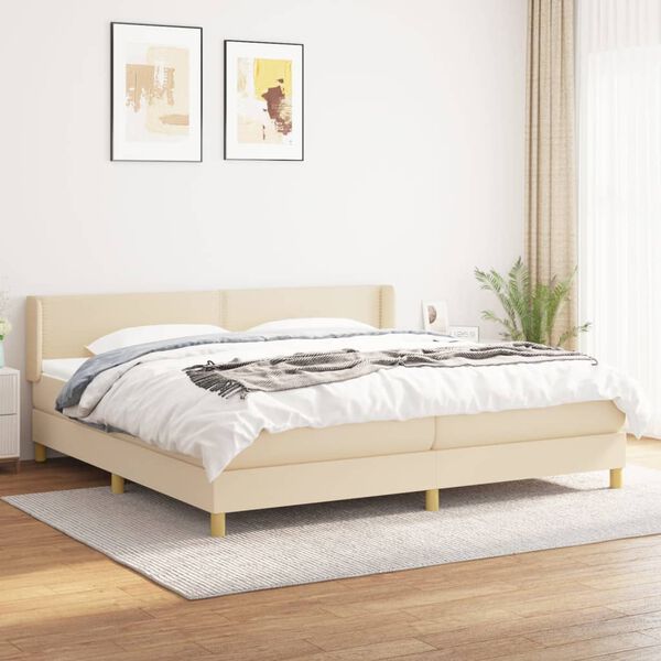 vidaXL Boxspring posteľ s matracom kr&eacute;mov&aacute; 200x200 cm l&aacute;tka