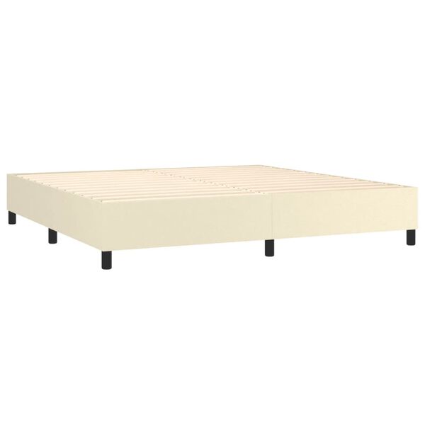 vidaXL Boxspring posteľ s matracom kr&eacute;mov&aacute; 200x200 cm umel&aacute; koža