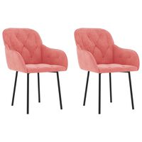 vidaXL Jedálenské stoličky 2 ks ružové zamatové