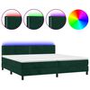 vidaXL Posteľn&yacute; r&aacute;m boxsping matrac a LED tmavozelen&yacute; 200x200 cm zamat