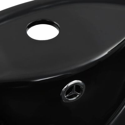 vidaXL Umývadlo s prepadom 46,5x18 cm keramické čierne