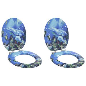 vidaXL WC sedadlo 2 pcs Modr&aacute; 44 x 38 cm MDF doska