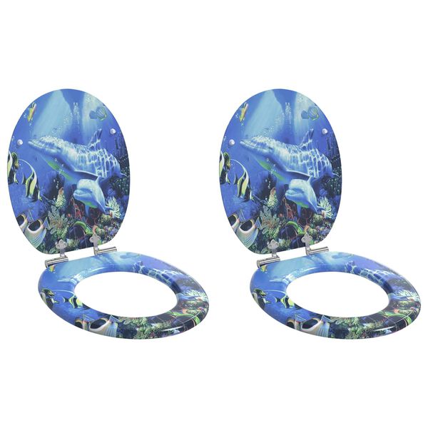 vidaXL WC sedadlo 2 pcs Modr&aacute; 44 x 38 cm MDF doska