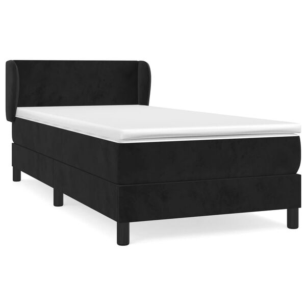 vidaXL Posteľn&yacute; r&aacute;m boxspring s matracom čierny 90x200 cm zamat