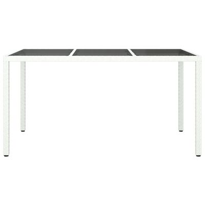 vidaXL Záhradný stôl 150x90x75 cm tvrdené sklo a polyratan biely