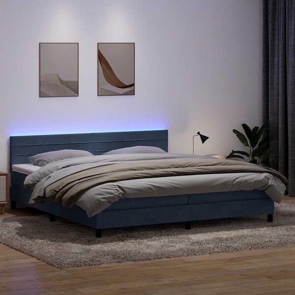 vidaXL Box Spring Posteľ s matracom a LED tmavo&scaron;ed&aacute; 200x210 cm Zamat