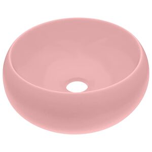 vidaXL Luxusn&eacute; um&yacute;vadlo, okr&uacute;hle, matn&eacute; ružov&eacute; 40x15 cm, keramika