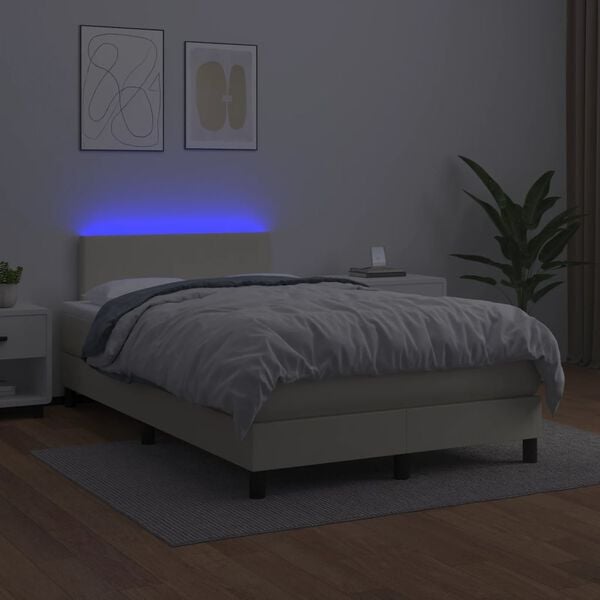 vidaXL Boxspring posteľ s matracom a LED kr&eacute;mov&aacute; 120x200 cm umel&aacute; koža