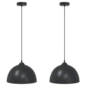 vidaXL Z&aacute;vesn&eacute; lampy 2 ks, v&yacute;&scaron;kovo nastaviteľn&eacute;, E27, čierne, &Oslash; 30 cm, kovov&eacute;