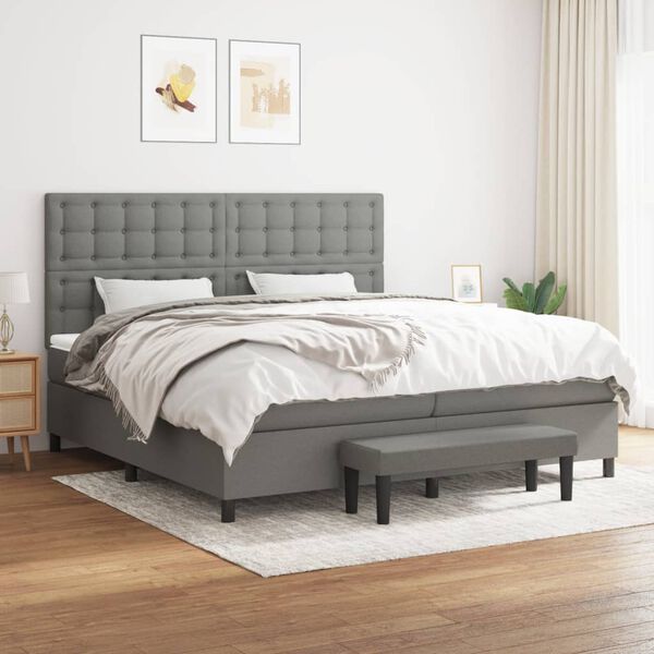 vidaXL Boxspring posteľ s matracom tmavosiv&aacute; 200x200 cm l&aacute;tka