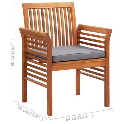 vidaXL Záhradná jedálenská stolička s vankúšom akáciový masív