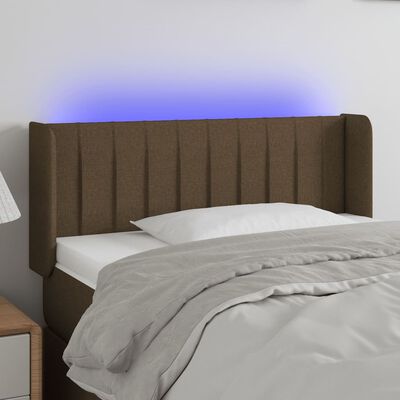 vidaXL Čelo postele s LED tmavohendé 83x16x78/88 cm látka
