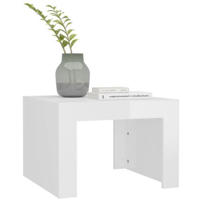 vidaXL Konferenčný stolík lesklý biely 50x50x35 cm drevotrieska