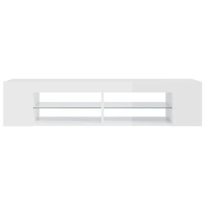 vidaXL TV skrinka s LED svetlami lesklá biela 135x39x30 cm