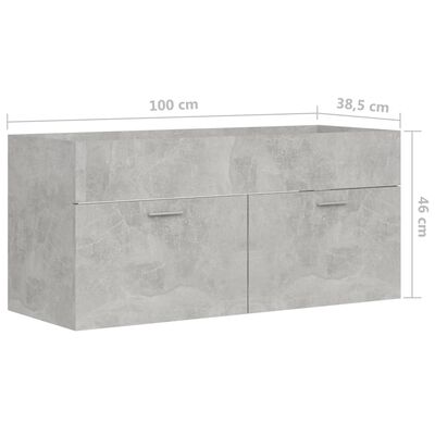 vidaXL Skrinka pod umývadlo, betónová 100x38,5x46 cm, kompozitné drevo