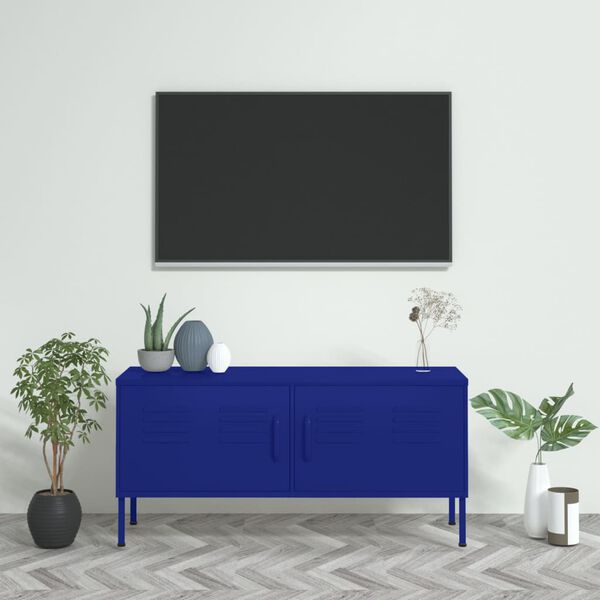 vidaXL TV skrinka n&aacute;morn&iacute;cka modr&aacute; 105x35x50 cm oceľ
