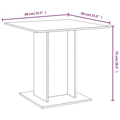 vidaXL Jedálenský stôl sivý sonoma 80x80x75 cm spracované drevo