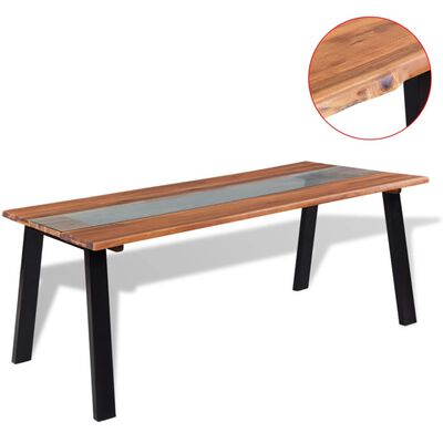 vidaXL Jedálenský stôl z akáciového dreva a skla, 180x90x75 cm
