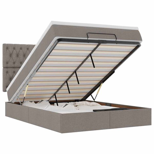 VidaXL Osmansk&aacute; posteľ s matracom a LED di&oacute;dami taupe140x190 cm L&aacute;tka