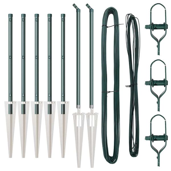 vidaXL Stĺp na plot. 7 pcs Zelen&aacute; Oceľ