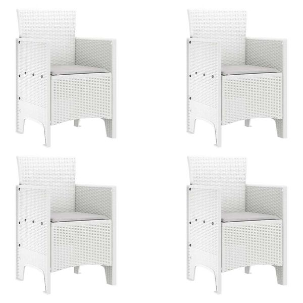 vidaXL Z&aacute;hradn&aacute; stolička 4 pcs Biela 53 x 49 x 85 cm Polypropyl&eacute;n