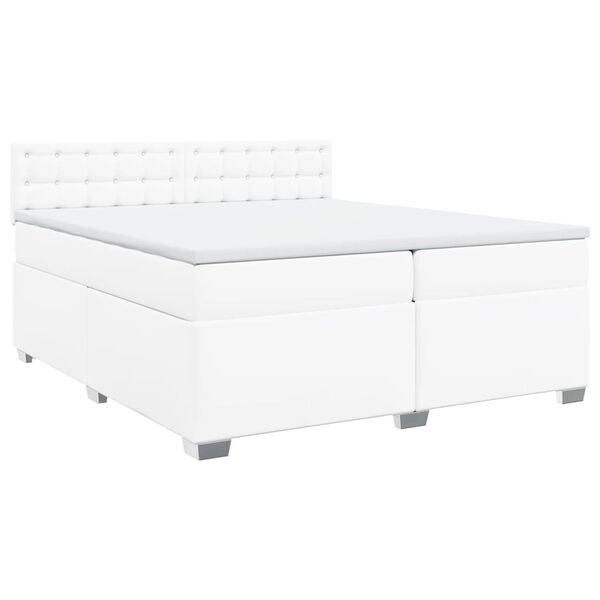 vidaXL Boxspring posteľ s matracom biela 200x200 cm umel&aacute; koža