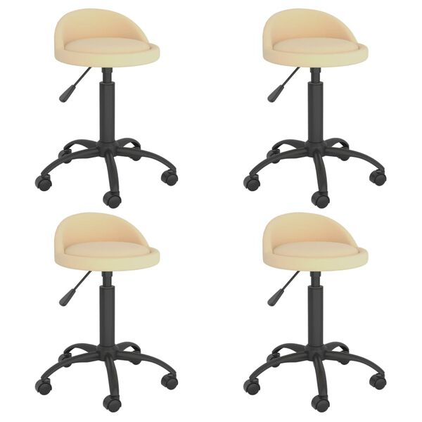 vidaXL Otočn&eacute; jed&aacute;lensk&eacute; stoličky 4 ks kr&eacute;mov&eacute; zamatov&eacute;