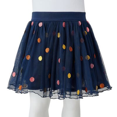 Detská tylová sukňa s polka bodkami námornícka modrá 92