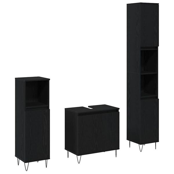 vidaXL Sada k&uacute;peľňov&eacute;ho n&aacute;bytku 3 pcs Čierny dub 30 x 30 x 190 cm