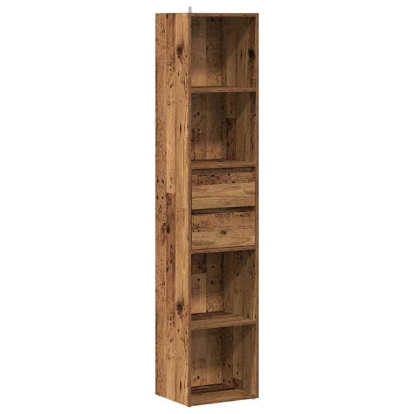 VidaXL knižnica Old Wood 36x30x171 cm Engineered Wood