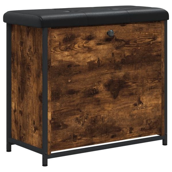 vidaXL Lavička na topánky s vyklápacou zásuvkou dymový dub 62x32x56 cm