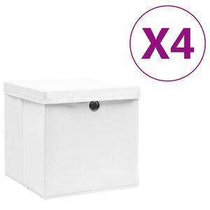 vidaXL &Uacute;ložn&eacute; boxy s vekom 4 ks, 28x28x28 cm, biele