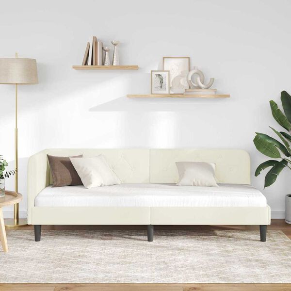 vidaXL Rohový rám postele s čelnou doskou Krémová 80 x 200 cm Zamat