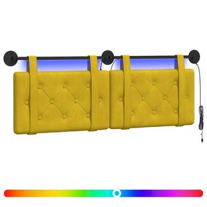 vidaXL Z&aacute;vesn&eacute; čelo postele S LED svetlom Žlt&aacute; Zamat