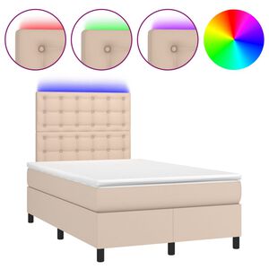vidaXL Boxspring posteľ matrac a LED kapuč&iacute;nov&aacute; 120x200 cm umel&aacute; koža