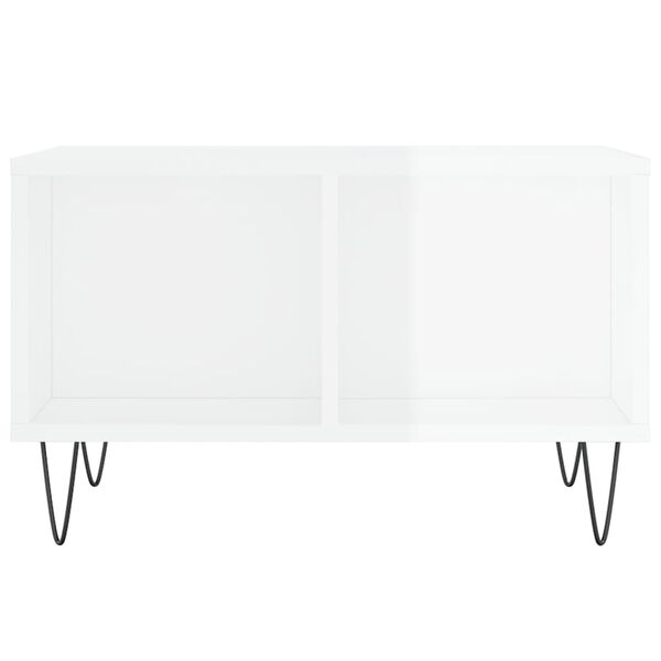 vidaXL Konferenčný stolík lesklý biely 60x50x36,5 cm spracované drevo