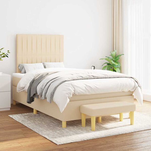 vidaXL Boxspring posteľ s matracom kr&eacute;mov&aacute; 120x190 cm l&aacute;tka