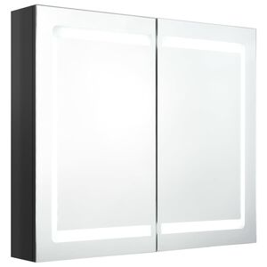 vidaXL K&uacute;peľňov&aacute; skrinka s LED a zrkadlom, leskl&aacute; čierna 80x12x68 cm
