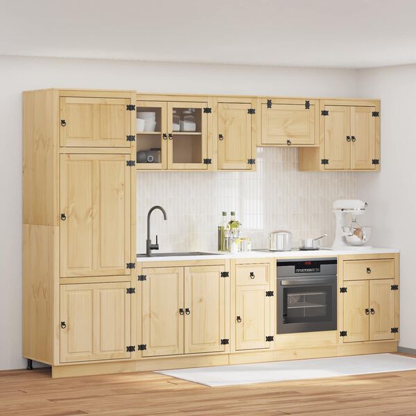 vidaXL Skrinkov&yacute; SKI 9 pcs Medov&aacute; Hned&aacute; Mas&iacute;vne borovicov&eacute; drevo