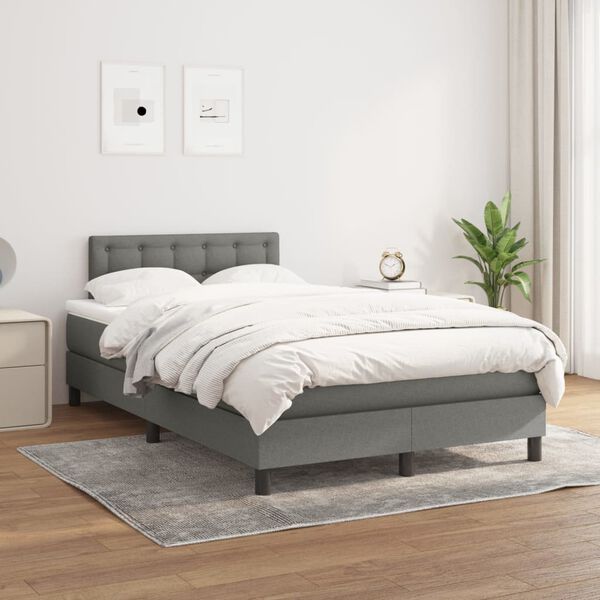 vidaXL Boxspring posteľ s matracom tmavosivý 120x200 cm látka