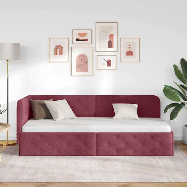vidaXL Rohový rám postele Víno červené 80 x 200 cm látka