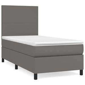 vidaXL Boxspring posteľ s matracom siv&aacute; 90x200 cm umel&aacute; koža
