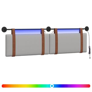 vidaXL Z&aacute;vesn&eacute; čelo postele S LED svetlom Obl&aacute; &scaron;ed&aacute; Antik PU