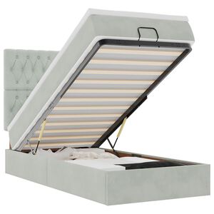 vidaXL Osmansk&yacute; r&aacute;m postele s matracmi svetlosiv&aacute; 100x200 cm zamat