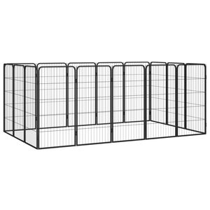 vidaXL Ohr&aacute;dka pre psov 16 panelov čierna 50x100 cm pr&aacute;&scaron;kovan&aacute; oceľ