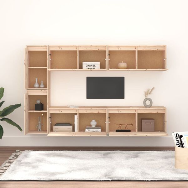 vidaXL TV skrinky 6 ks masívna borovica
