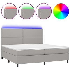 vidaXL Posteľ boxsping s matracom a LED bledosiv&aacute; 200x200 cm l&aacute;tka