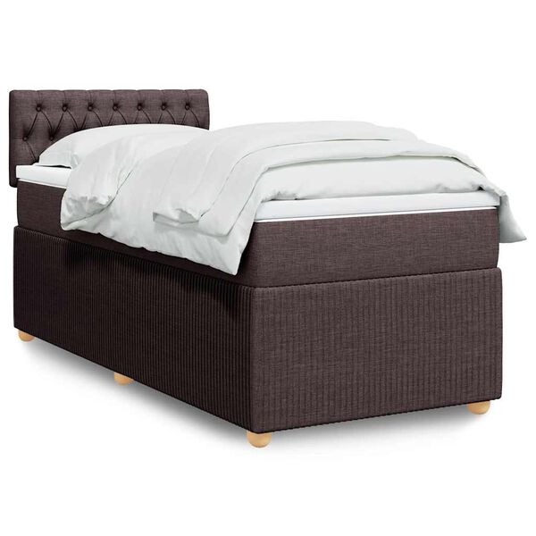 vidaXL Boxspring posteľ s matracom tmavohned&aacute; 100x200 cm l&aacute;tka