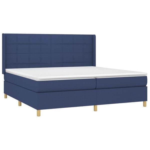vidaXL Boxspring posteľ s matracom modr&aacute; 200x200 cm l&aacute;tka