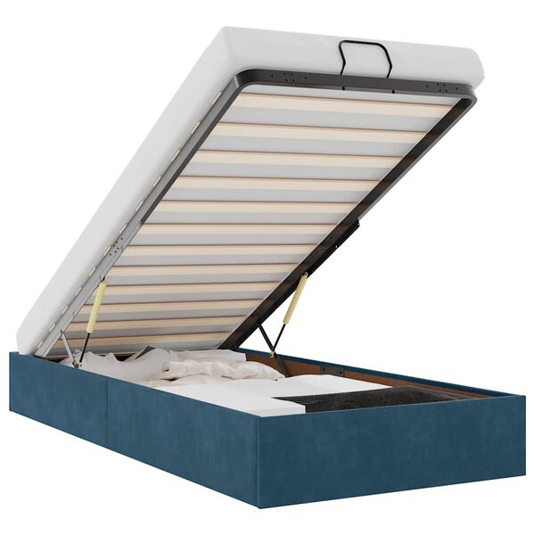 vidaXL Osmansk&yacute; r&aacute;m postele bez matraca tmavomodr&aacute; 90x200 cm zamat